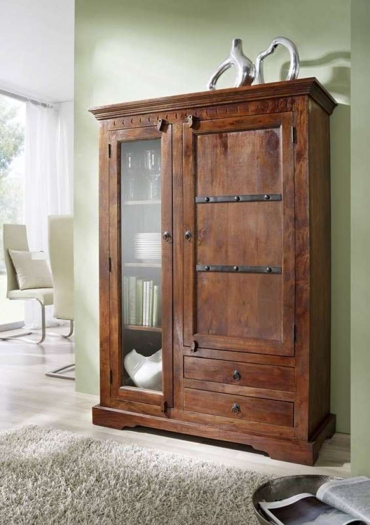 Vitrine Akazie 110x45x155 nougat lackiert OXFORD #425