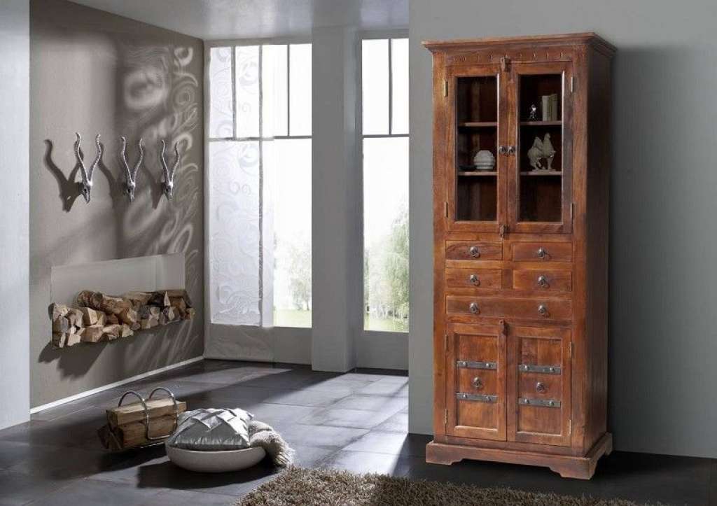 Vitrine Akazie 85x50x195 nougat lackiert OXFORD #454