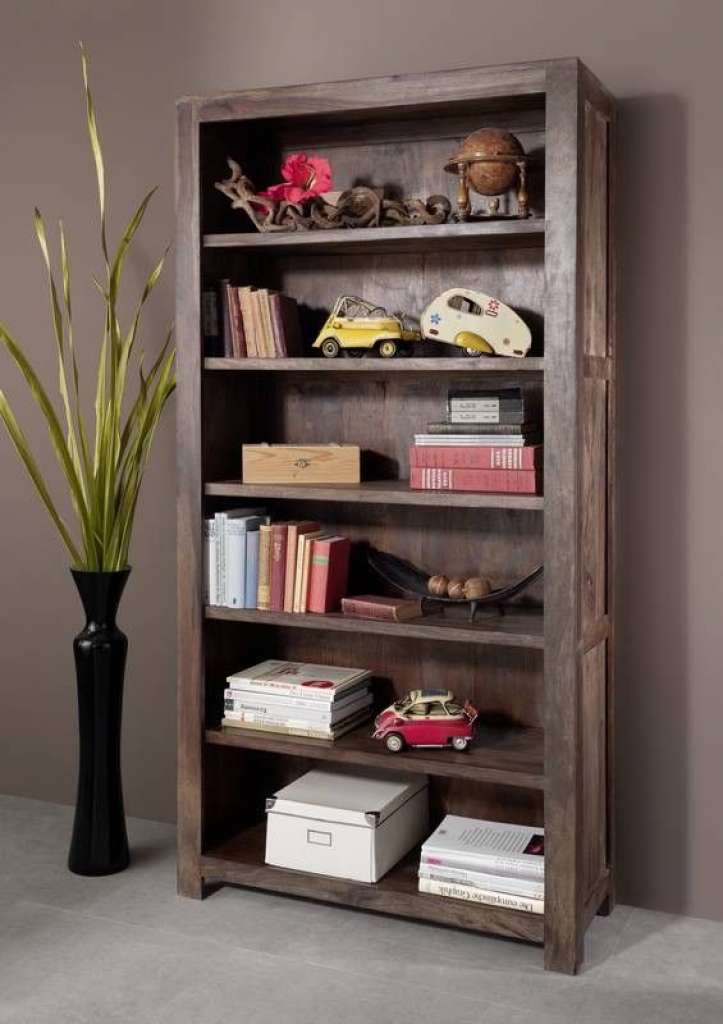Regal Sheesham 100x40x200 grau lackiert METRO POLIS #104