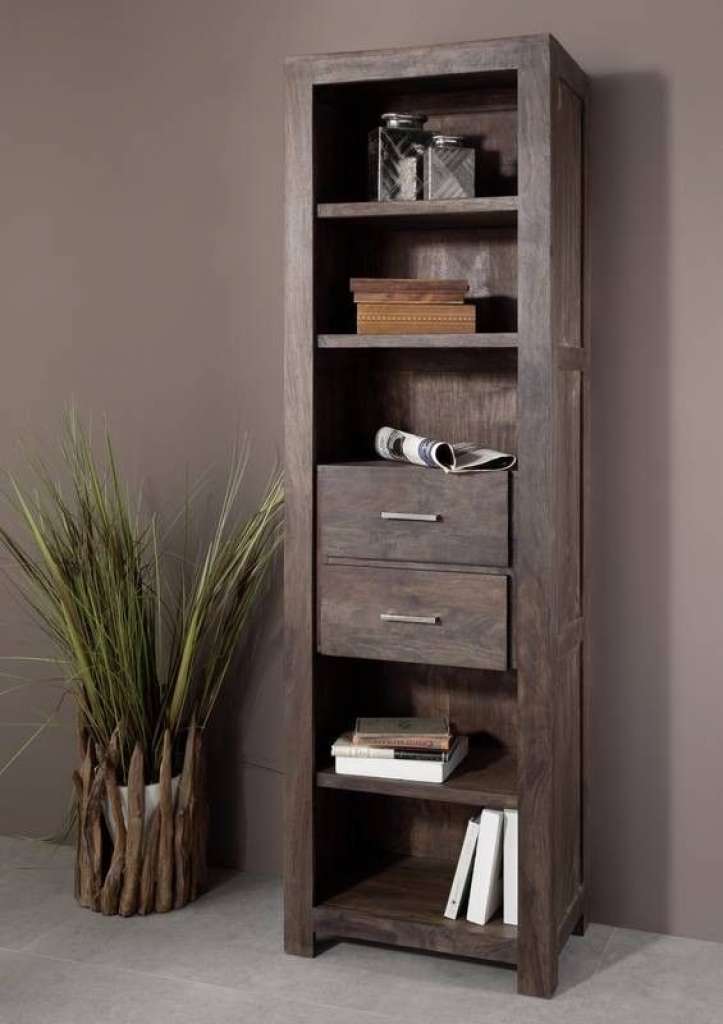 Regal Sheesham 60x40x200 grau lackiert METRO POLIS #111