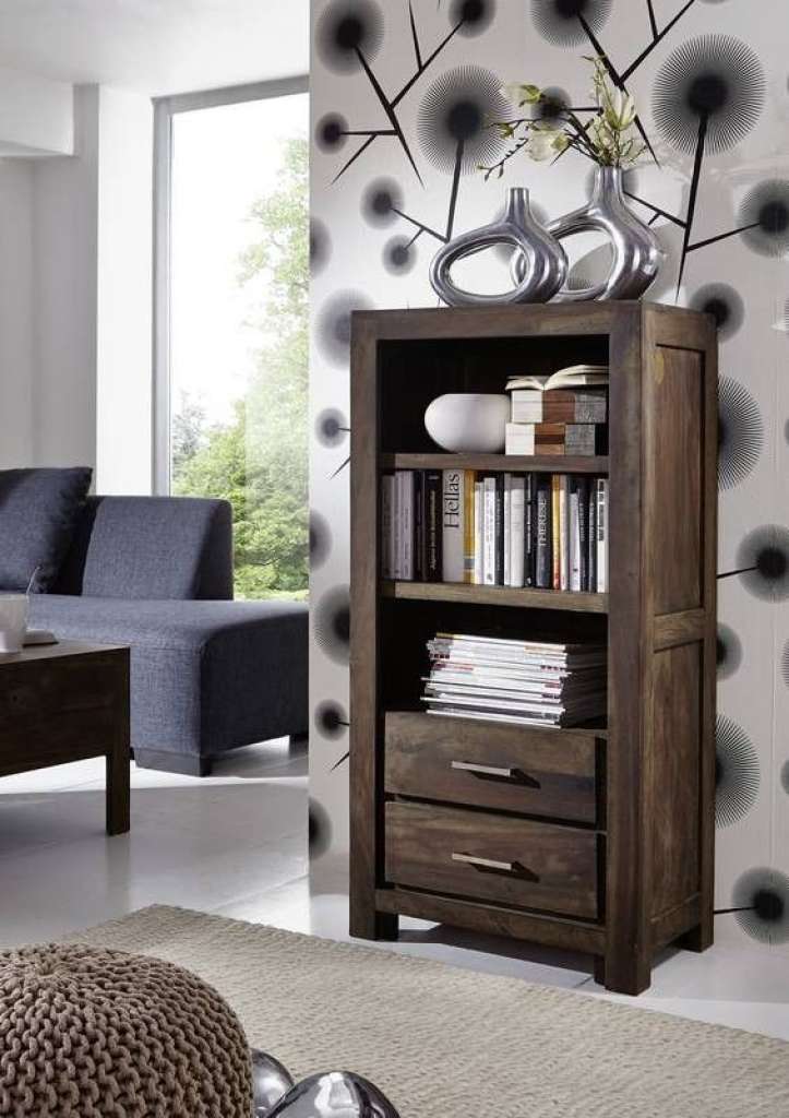 Regal Sheesham 60x35x120 grau lackiert METRO POLIS #112