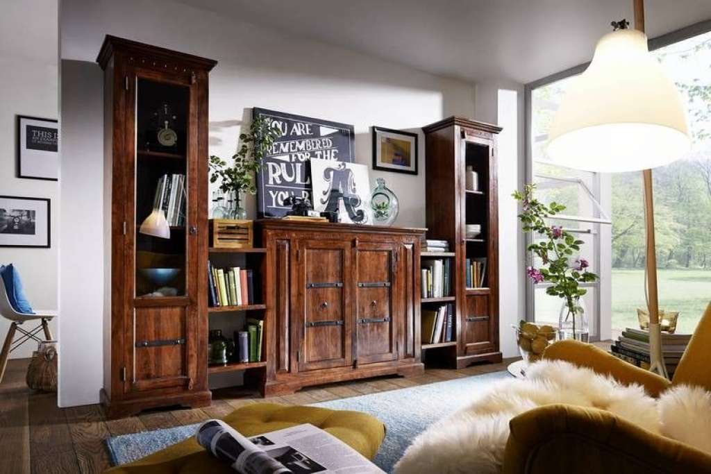 Wohnwand Akazie 316x39x200 nougat lackiert OXFORD #600