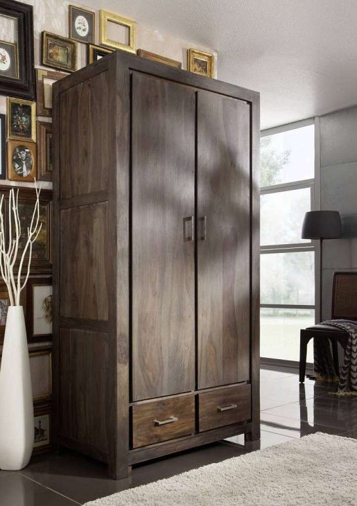 Garderobe Sheesham 100x61x200 grau lackiert METRO POLIS #117