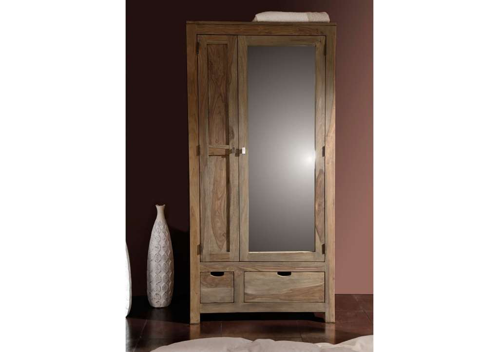 Garderobe Sheesham 96x60x199  grau geölt NATURE GREY #197