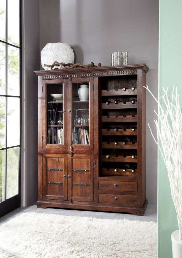 Weinschrank Akazie 144x47x180 nougat lackiert OXFORD #519
