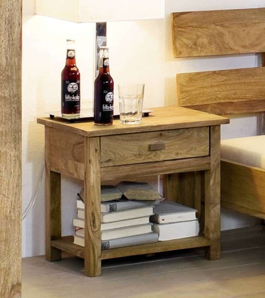 Nachttisch Sheesham 50x35x45  braun geölt NATURE BROWN #91