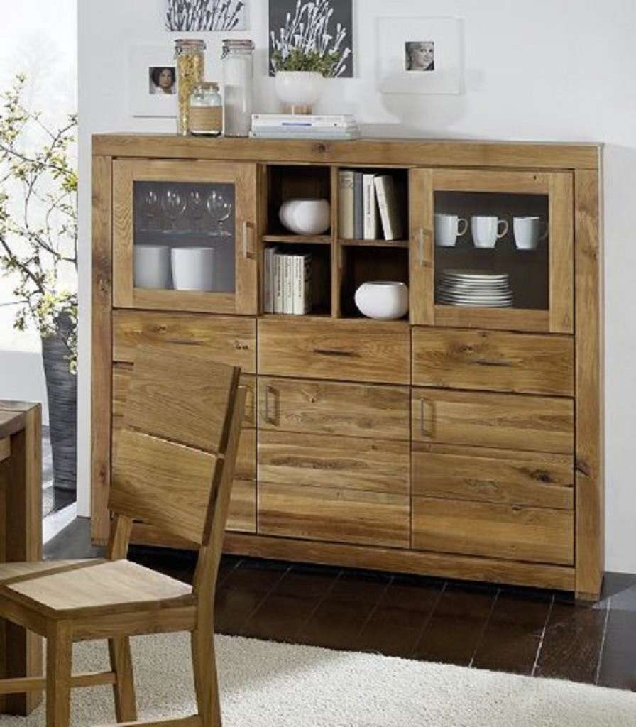 Highboard Wildeiche 160x40x139 natur geölt BERLIN #02