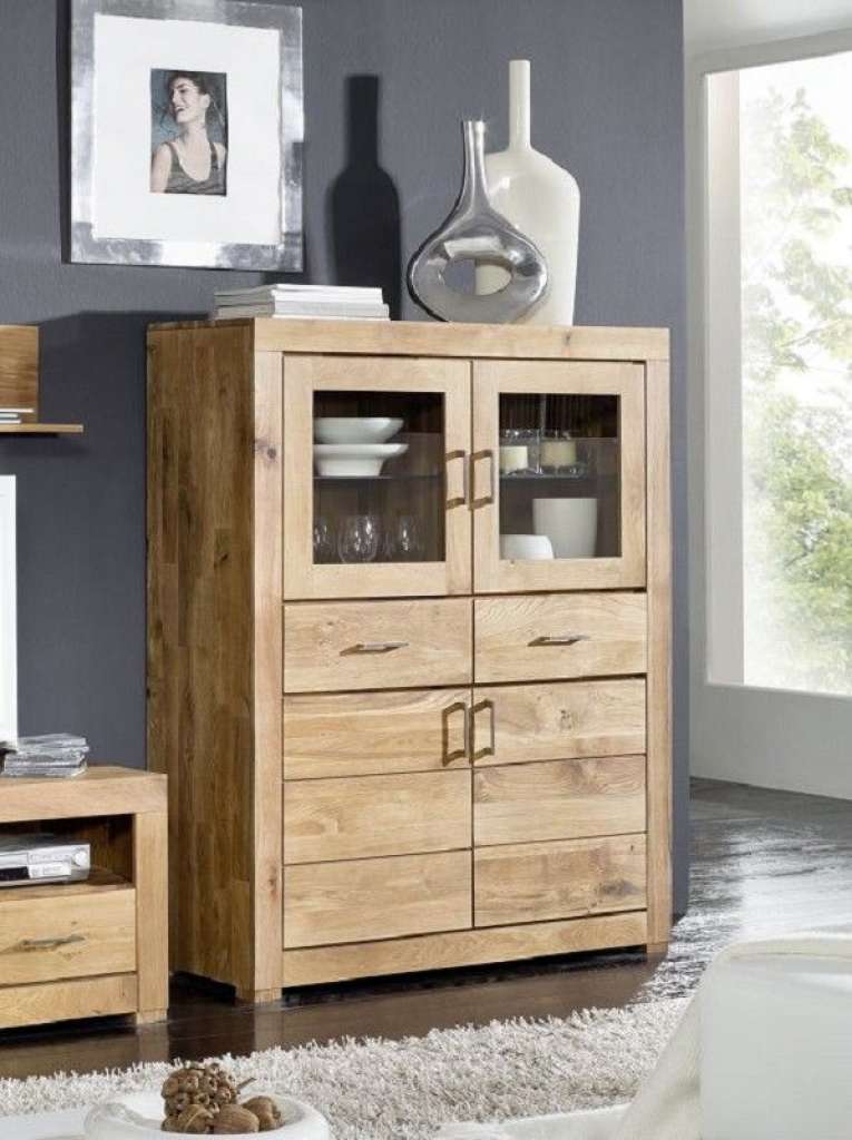 Highboard Wildeiche 111x40x139 natur geölt BERLIN #03