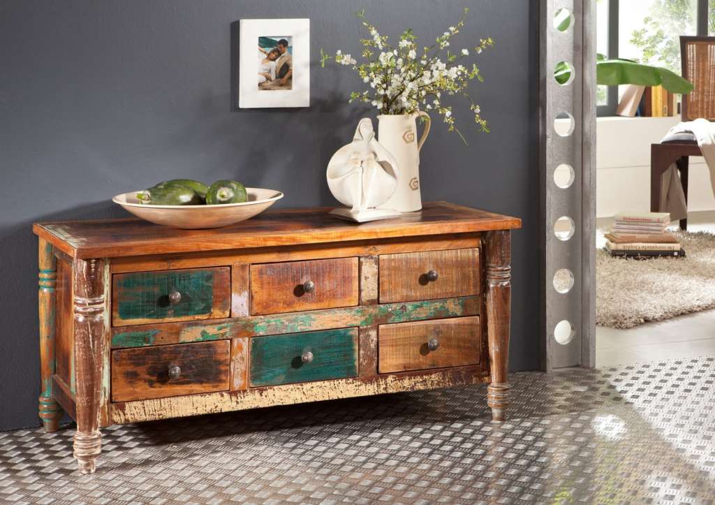 Sideboard Altholz 120x50x55 mehrfarbig lackiert FABLE #01
