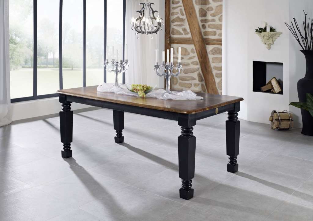 Esstisch Sheesham 200x100x76 schwarz lackiert NEW BOSTON #172