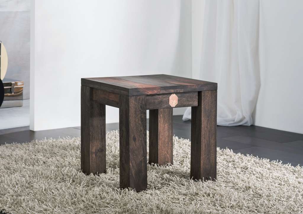 Hocker Sheesham 61x61x45 grau geölt PURE SHEESHAM #790
