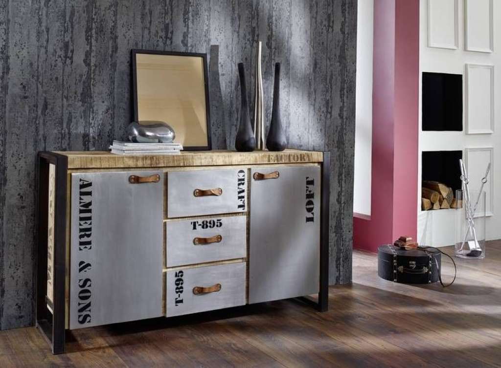 Sideboard Mango 145x40x85 natur bedruckt FACTORY #132