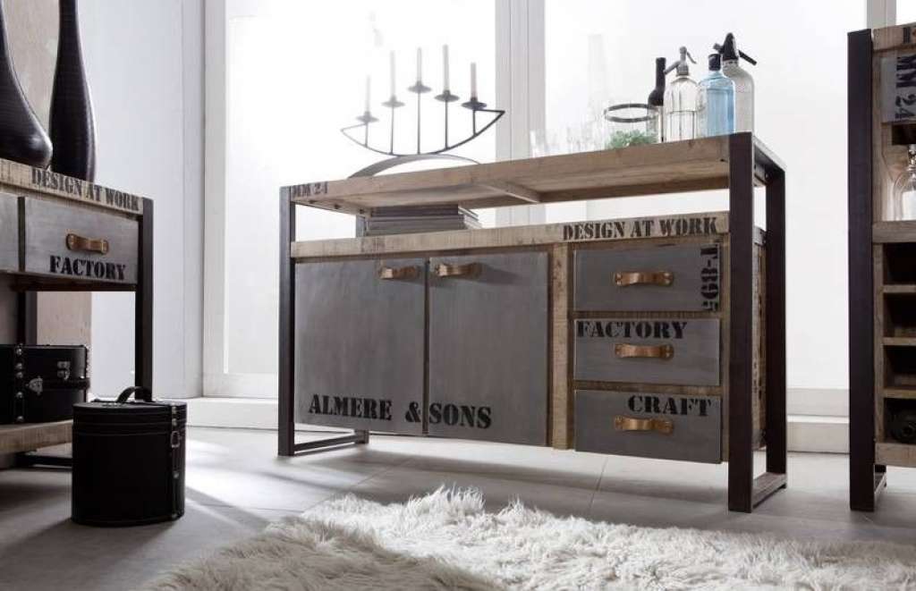 Sideboard Mango 145x40x85 natur bedruckt FACTORY #143
