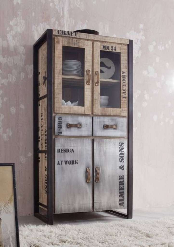 Vitrine Mango 90x50x180 natur bedruckt FACTORY #136
