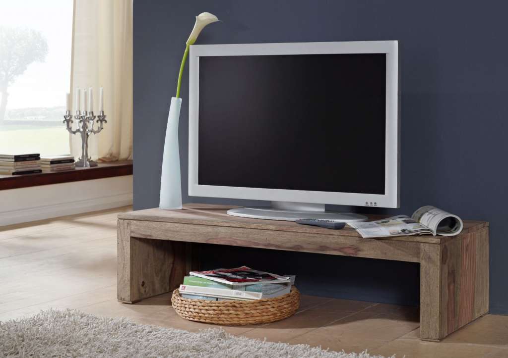 TV-Board Sheesham 115x45x30  grau geölt NATURE GREY #0102