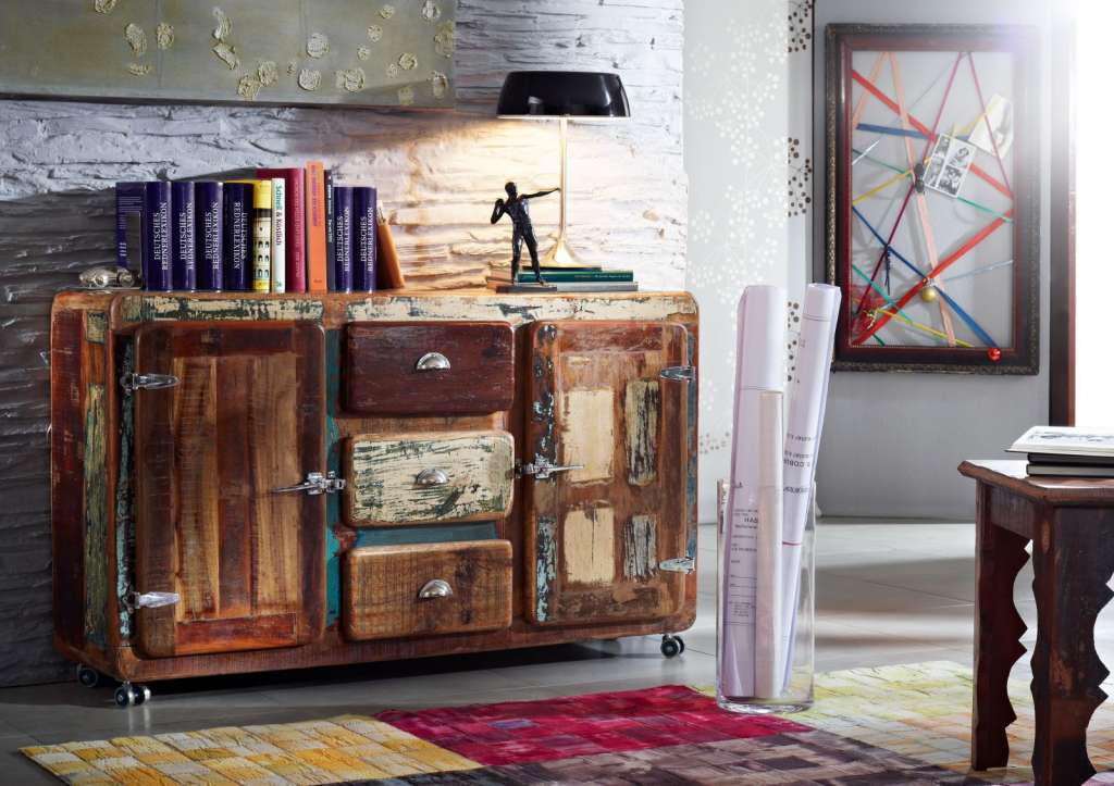 Sideboard Altholz 150x40x90 mehrfarbig lackiert FREEZY #07