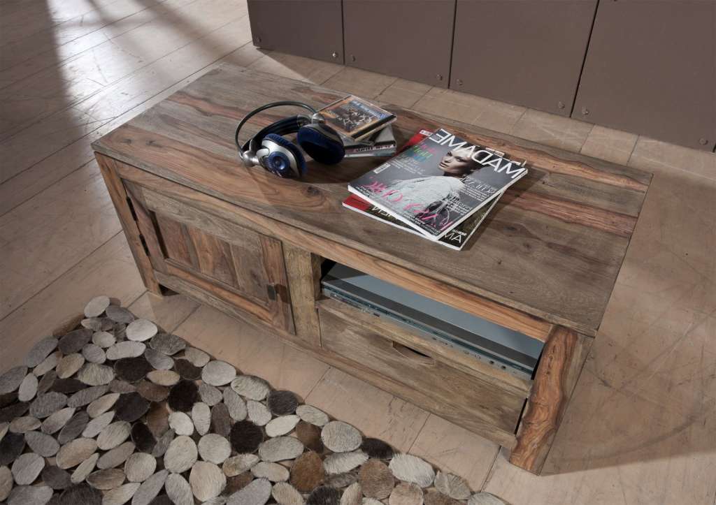 Lowboard Sheesham 110x45x45  grau geölt NATURE GREY #0116