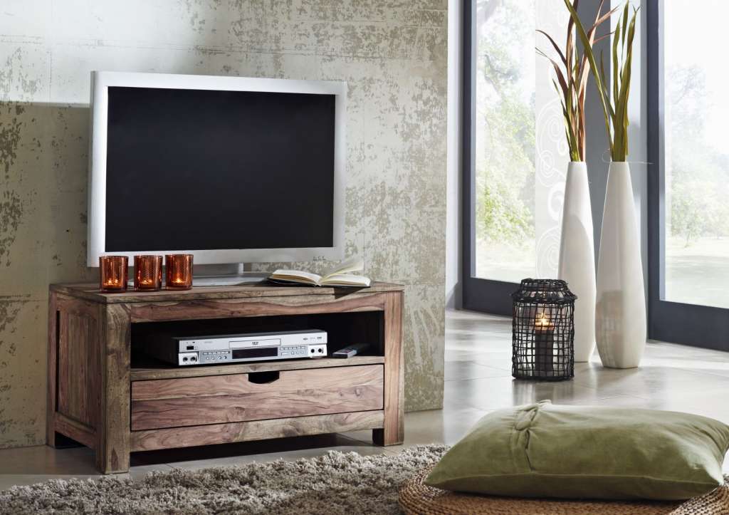 TV-Board Sheesham 87x45x45  grau geölt NATURE GREY #0126
