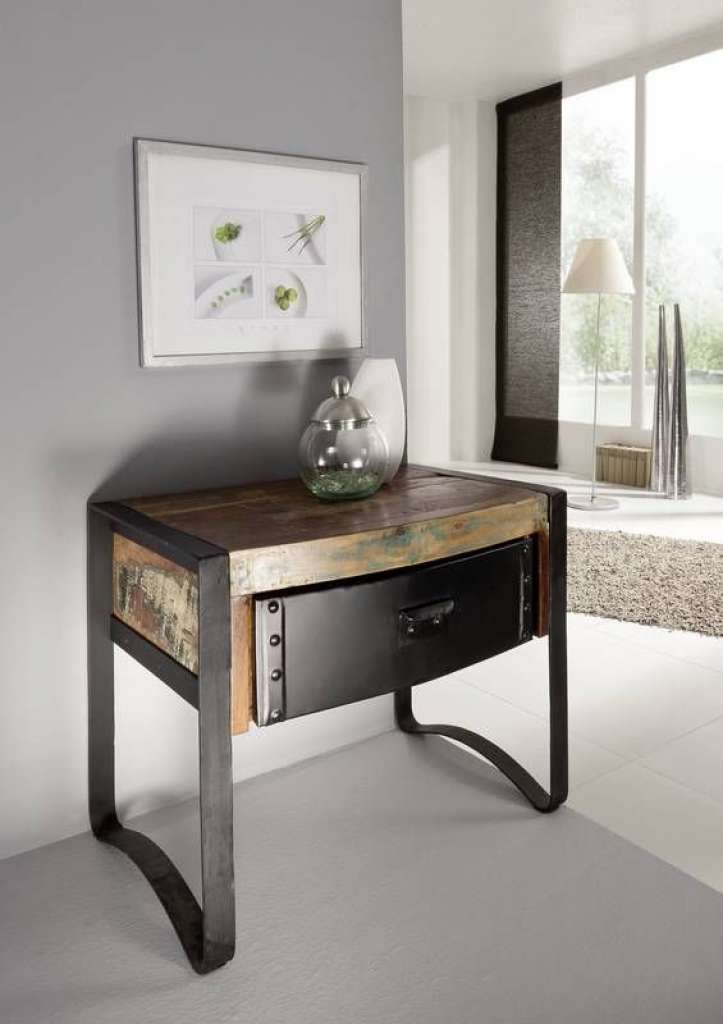 Nachttisch Altholz 50x40x60 mehrfarbig lackiert INDUSTRIAL #11