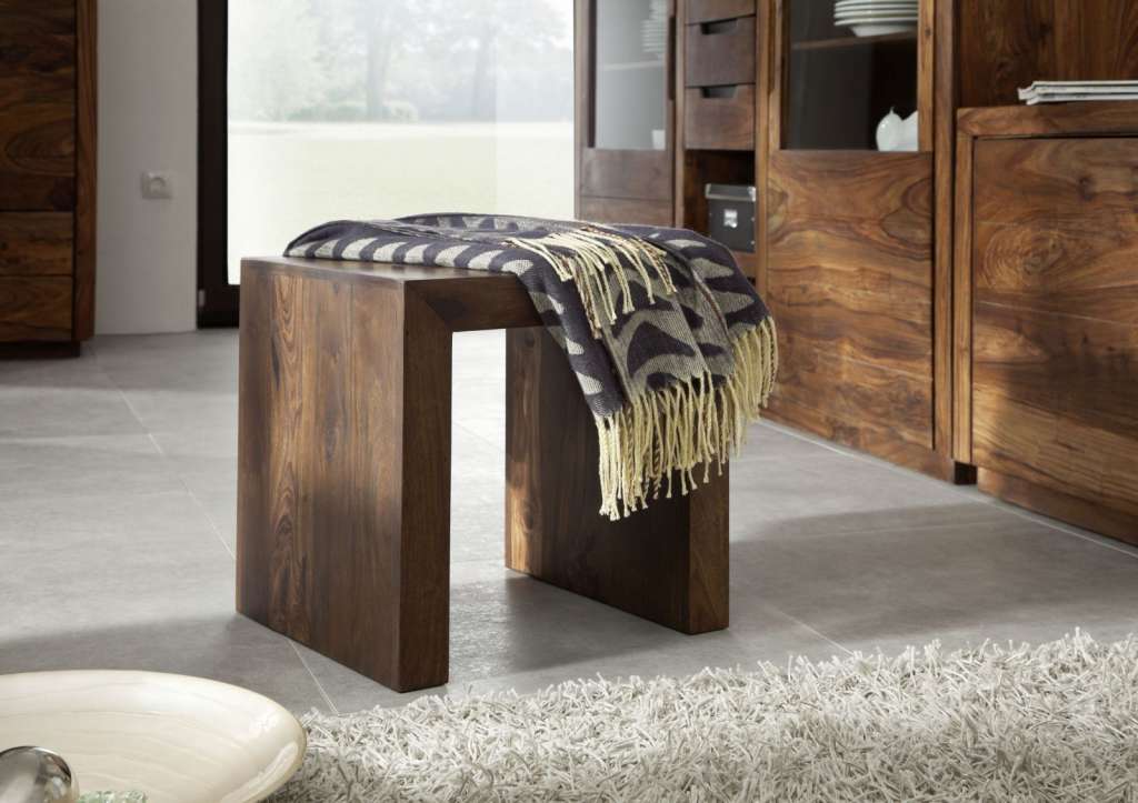 Hocker Sheesham 45x40x40 walnuss lackiert DUKE #111