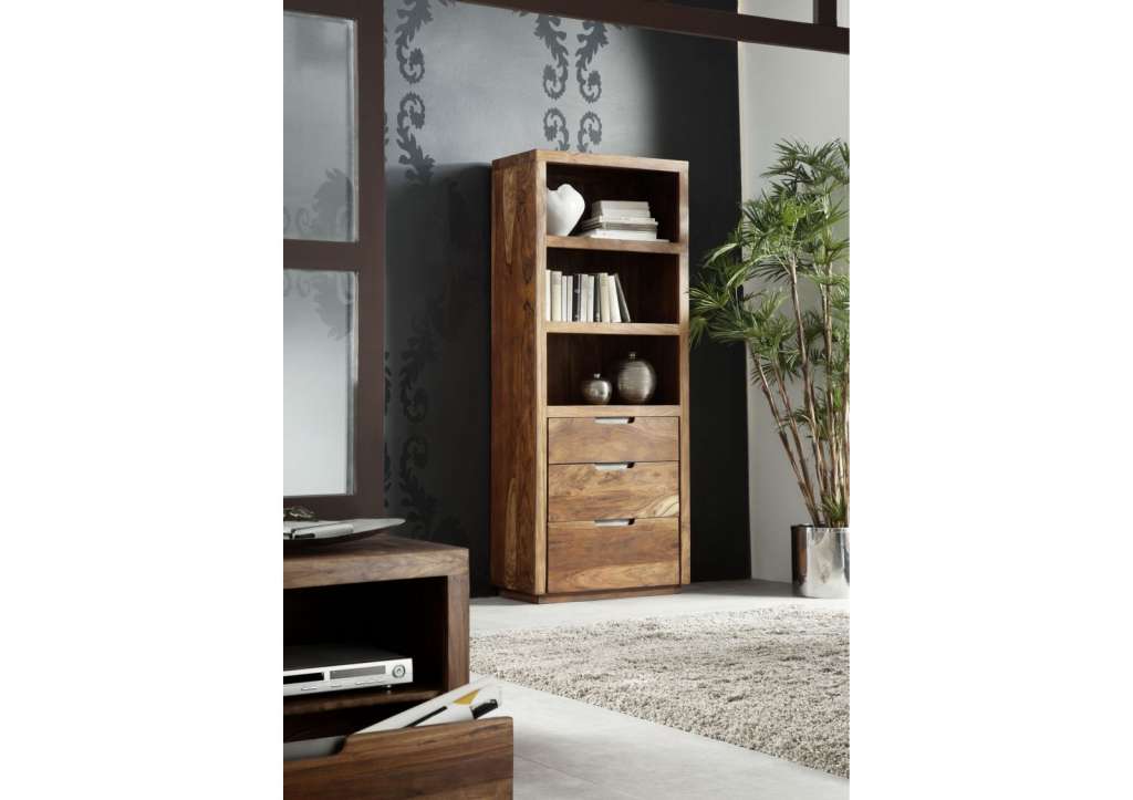 Regal Sheesham 78x40x195 walnuss lackiert DUKE #115