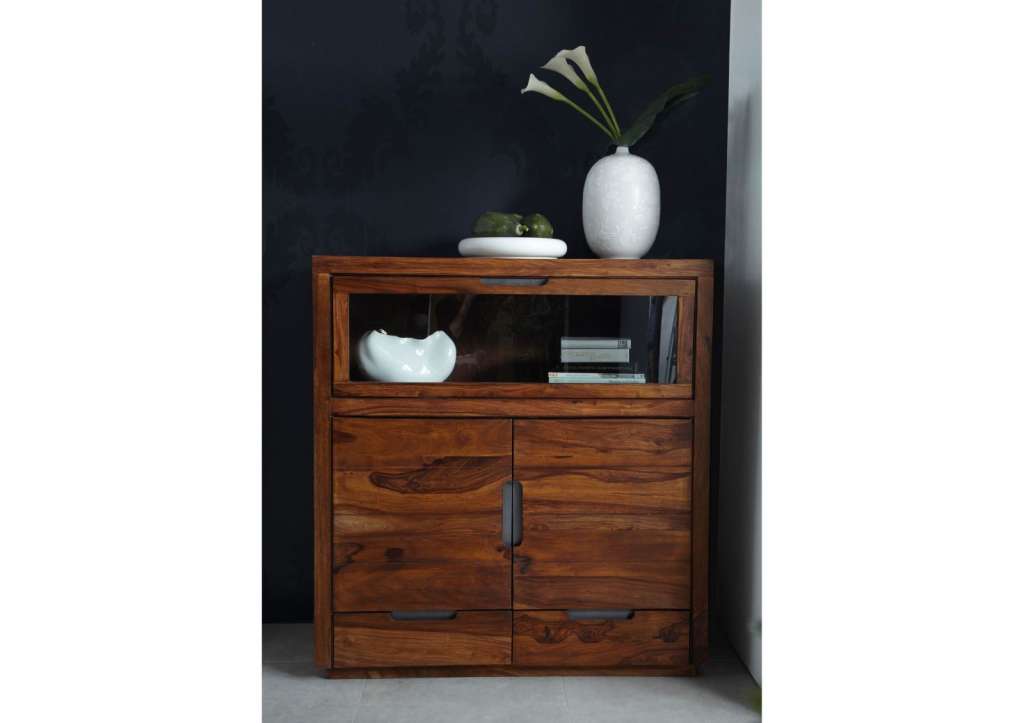 Highboard Sheesham 120x50x130 walnuss lackiert DUKE #118