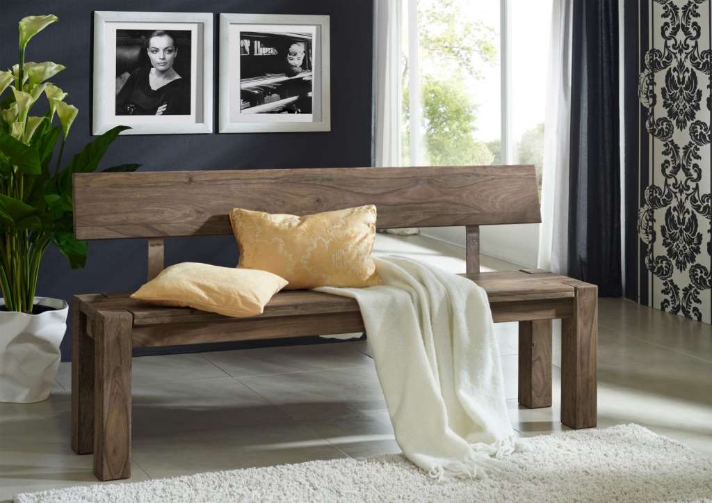 Bank Sheesham 200x35x76  grau geölt NATURE GREY #703