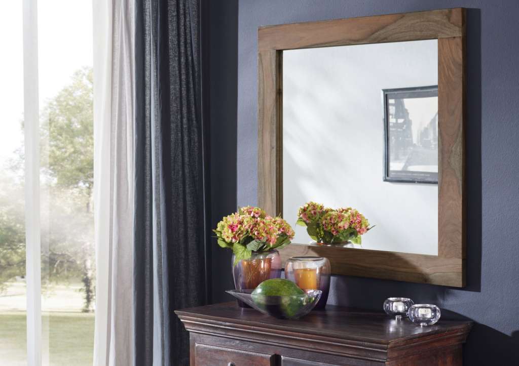 Spiegel Sheesham 88x3x88  grau geölt NATURE GREY #708