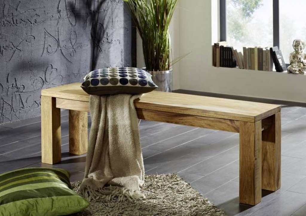 Bank Sheesham 140x35x45  braun geölt NATURE BROWN #101