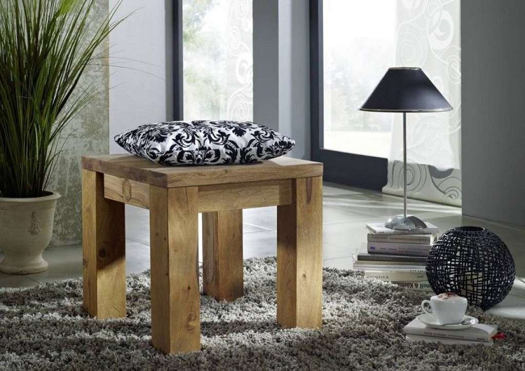 Hocker Sheesham 45x45x45 braun geölt NATURE BROWN #108