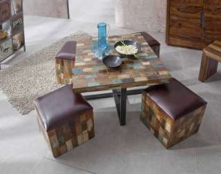 Sitzgruppe Altholz 90x90x50 mehrfarbig lackiert DETROIT #13