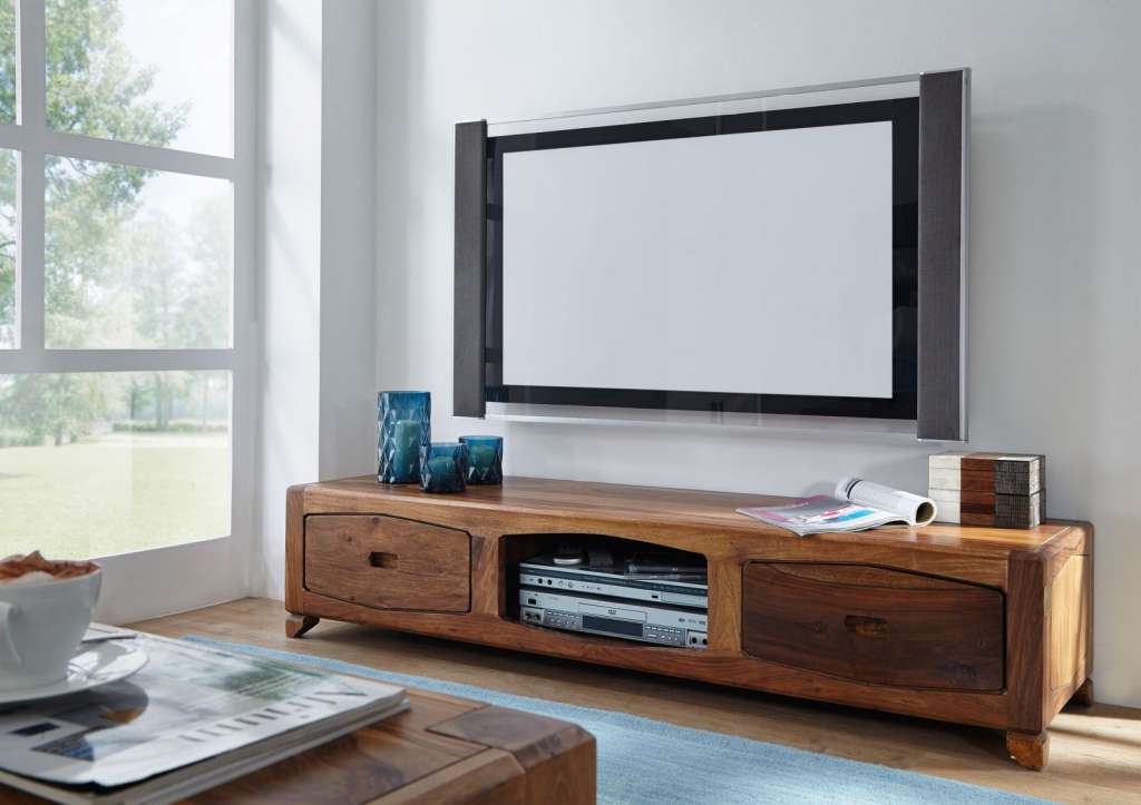 TV-Board Sheesham 160x43x33 braun lackiert ANCONA #107