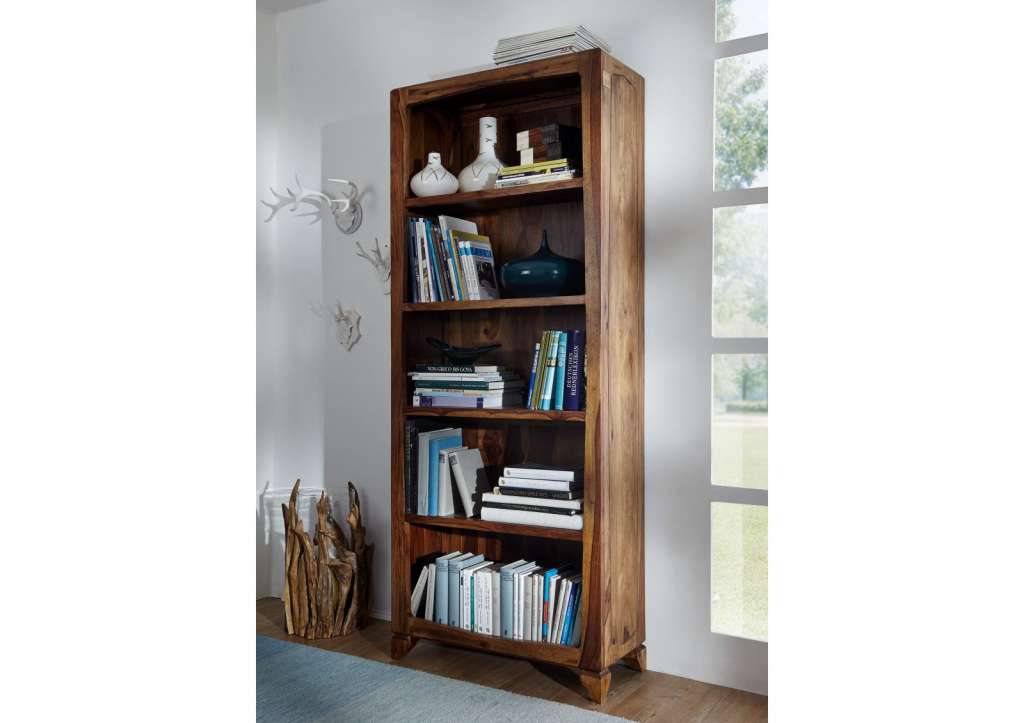 Regal Sheesham 80x33x195 braun lackiert ANCONA #110