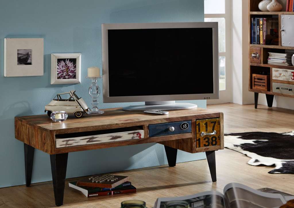 TV-Board Sheesham 120x60x45 mehrfarbig lackiert LIVERPOOL #30