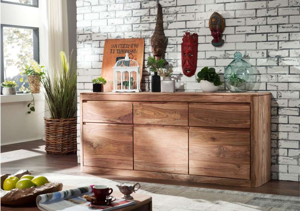 Sideboard Sheesham 185x40x80 smoked cherry geölt TORONTO #101