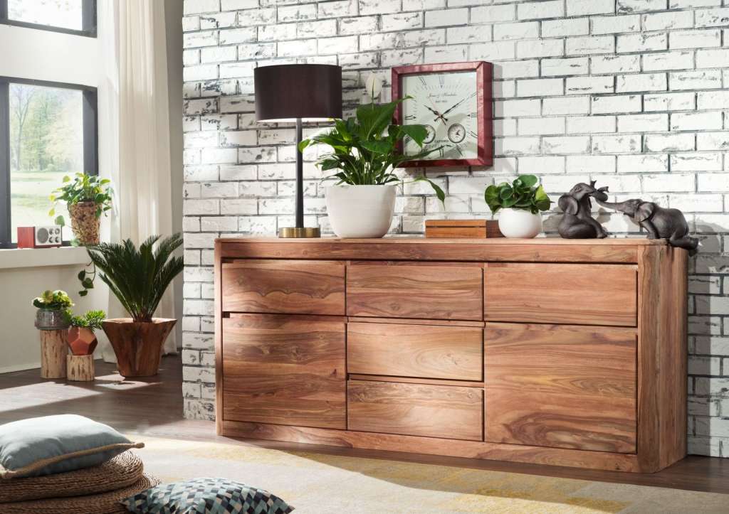 Sideboard Sheesham 185x40x80 smoked cherry geölt TORONTO #102