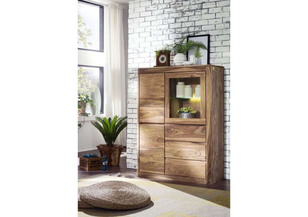Vitrine Sheesham 109x40x145 smoked cherry geölt TORONTO #109