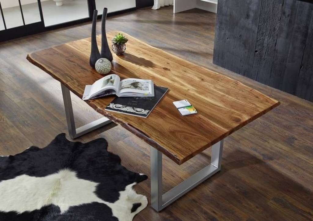 Baumtisch Akazie 180x100x76 walnuss lackiert FREEFORM 2 #02