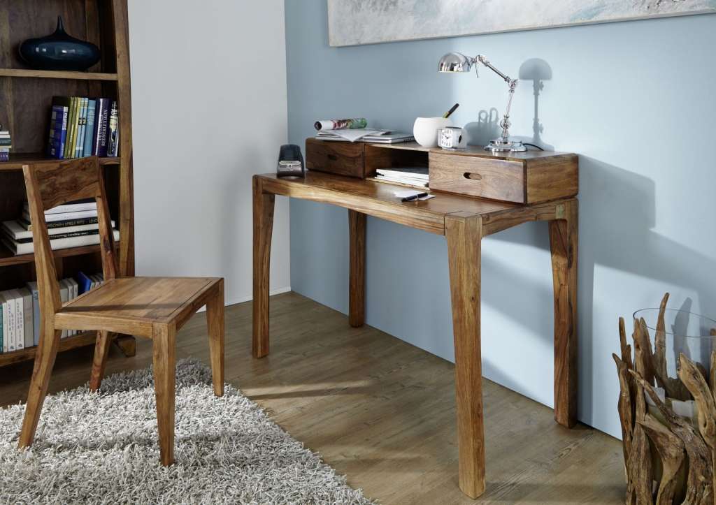 Schreibtisch Sheesham 120x60x95 braun lackiert ANCONA #0110