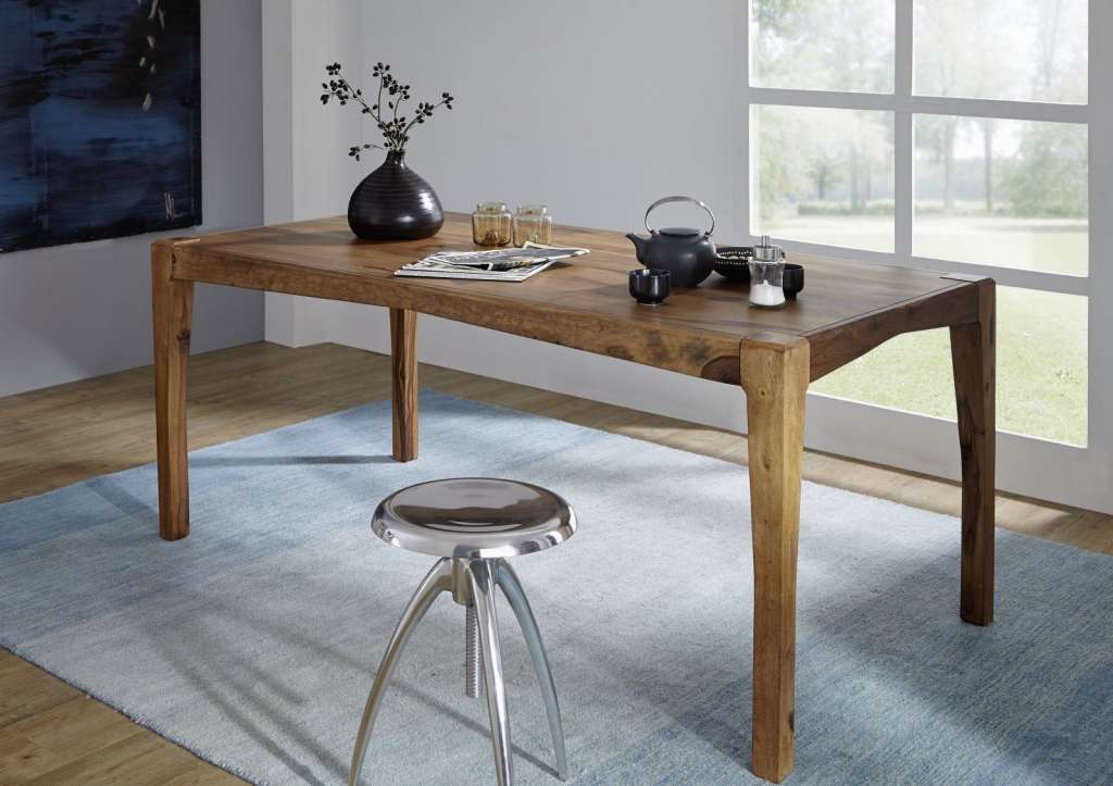 Esstisch Sheesham 200x100x77 braun lackiert ANCONA #0104