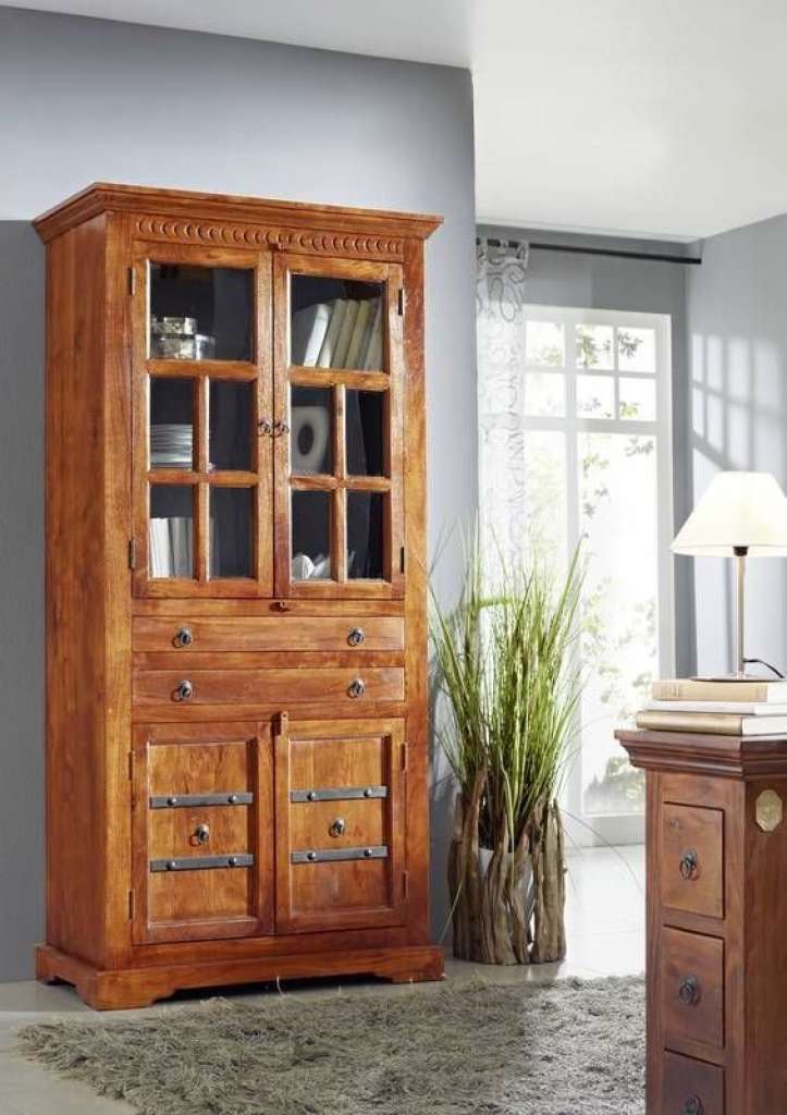Vitrine Akazie 95x50x195 honig  lackiert OXFORD #0452