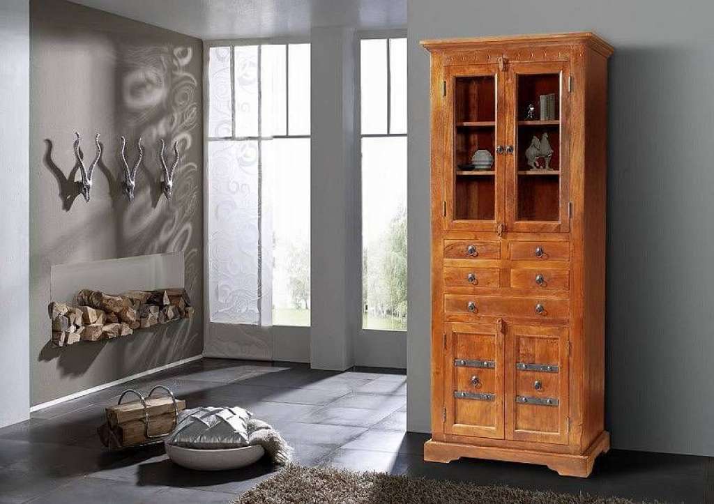 Vitrine Akazie 85x50x195 honig  lackiert OXFORD #0454