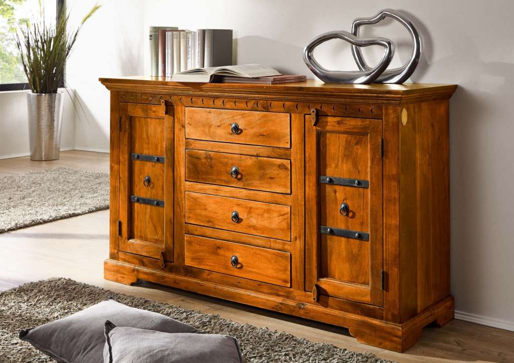 Sideboard Akazie 150x45x89 honig lackiert OXFORD #0513
