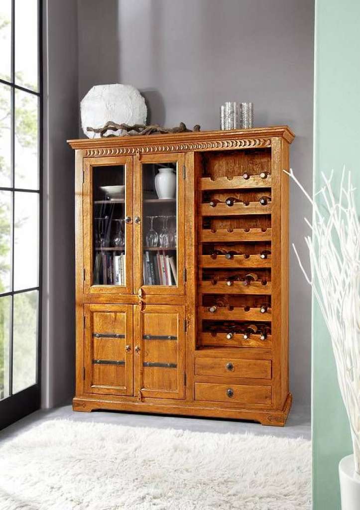 Weinschrank Akazie 144x47x180 honig  lackiert OXFORD #0519