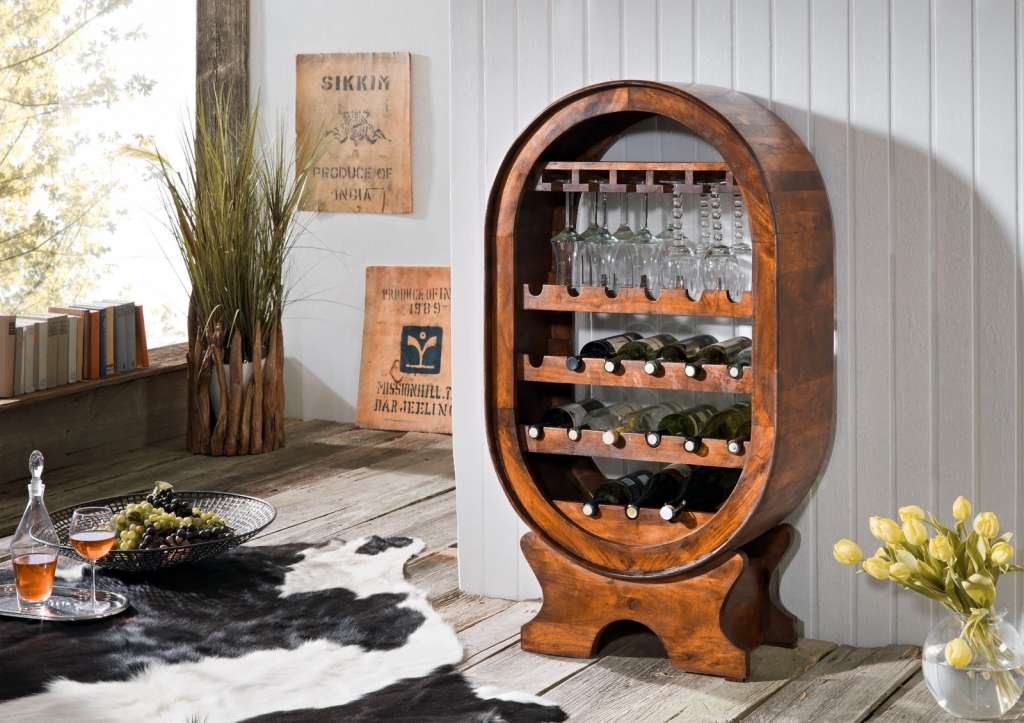 Weinregal Akazie 67x35x120 honig  lackiert OXFORD #0533