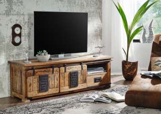 TV-Board Mango 160x45x50 natur lackiert RAILWAY #101