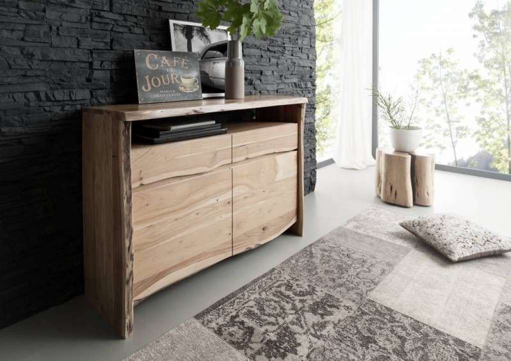 Sideboard Akazie 131x45x96 natur lackiert LIVE EDGE #103