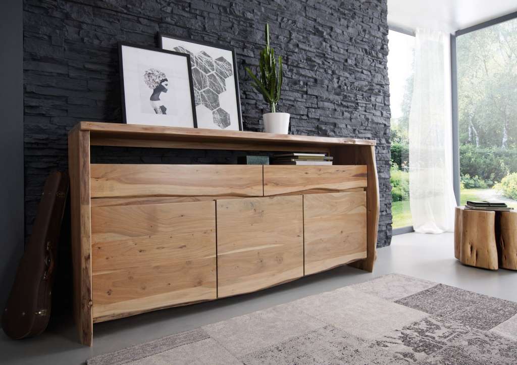 Sideboard Akazie 191x45x96 natur lackiert LIVE EDGE #102