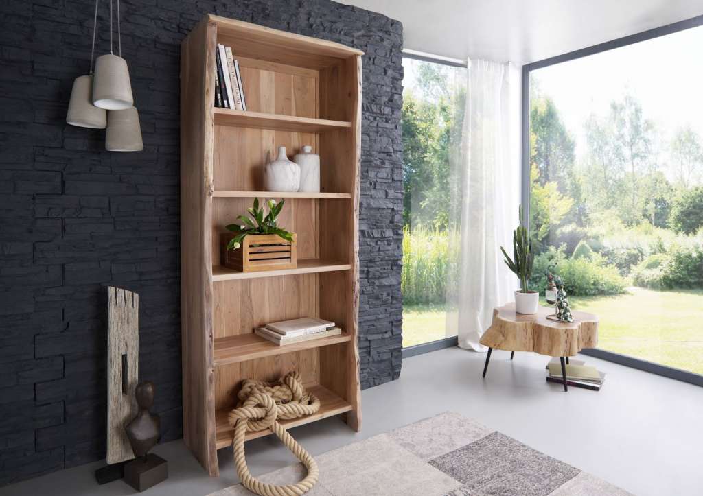 Regal Akazie 81x45x204 natur lackiert LIVE EDGE #106