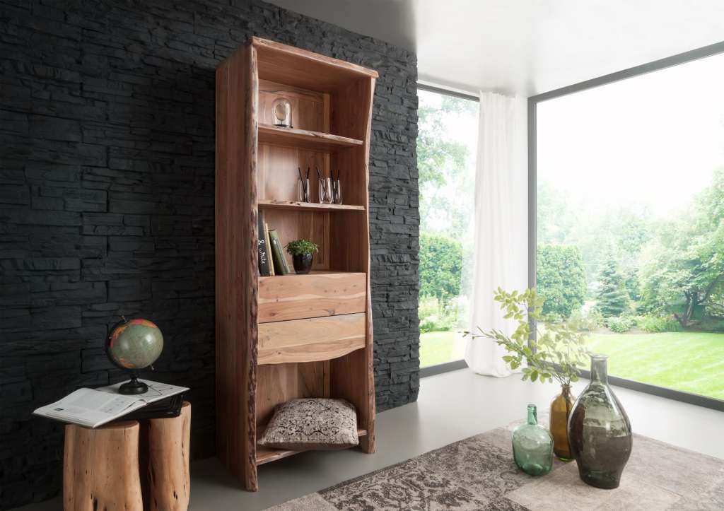 Regal Akazie 71x45x204 natur lackiert LIVE EDGE #111